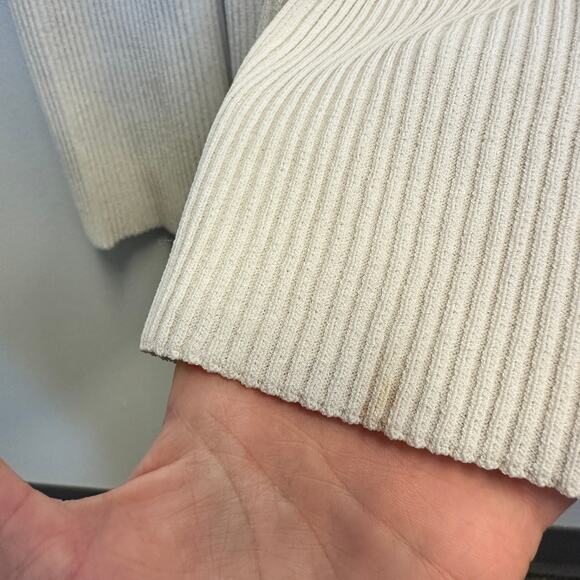 Tory Burch Cream Ribbed Knit Long-Sleeve Dress Quiet Luxury Old Money Preppy - Picture 10 of 12